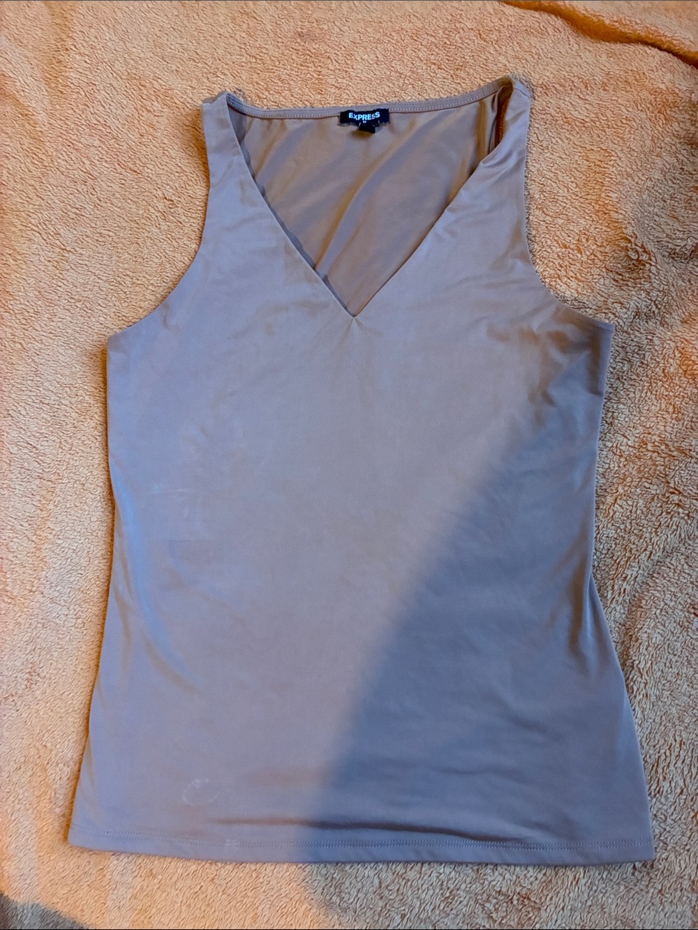 Express V-Neck Sleeveless Tank Top in Taupe